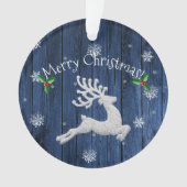 Ornament met blauw kerstrenrendiertje (voorkant)