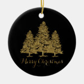 Ornament met gouden kerstbomen (Voorkant)