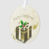 Ornament met gouden kerstcadeaus (voorkant)