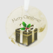 Ornament met gouden kerstcadeaus (voorkant)