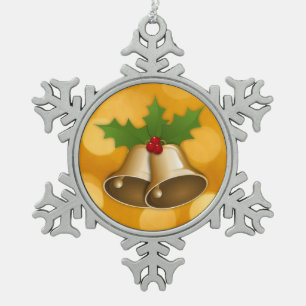 Ornament met gouden kerstcadeaus Pewter Snowflake