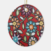 ornament met handbeschilderde bloemen (Links)