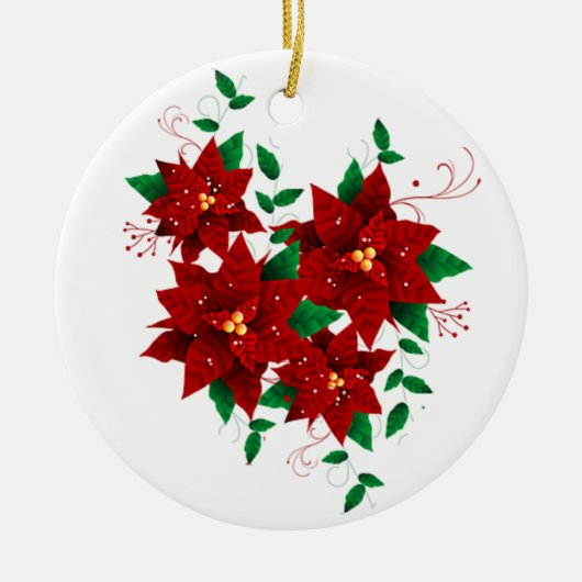 Ornament met heerlijk kerstrode bloemen (Voorkant)