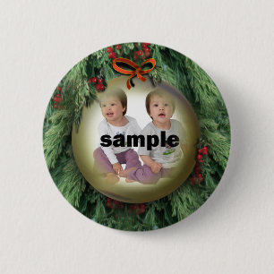 Ornament met kerstbomen Lijst met foto's Ronde Button 5,7 Cm