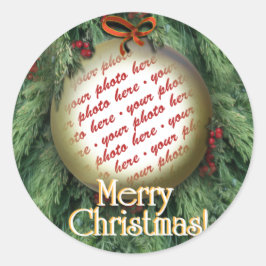 Ornament met kerstbomen Lijst met foto's Ronde Sticker