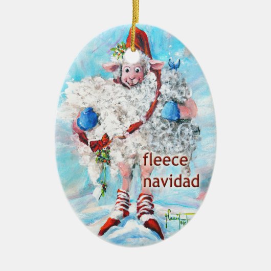 Ornament met kerstbomen Ovaal Schapenvaar Navidad (Voorkant)