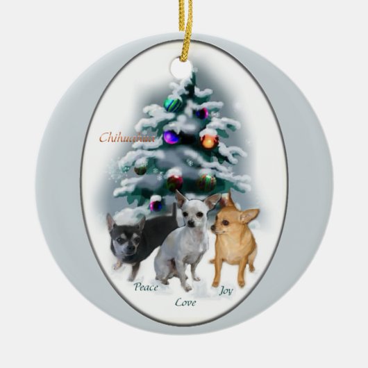 Ornament met kerstcadeaus voor Chihuahua (Voorkant)