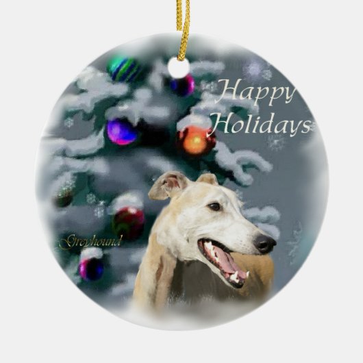 Ornament met kerstcadeaus voor Greyhound (Voorkant)