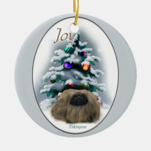 Ornament met kerstcadeaus voor pekingese kerstcade (Voorkant)