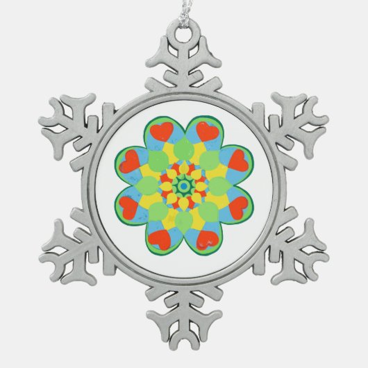 Ornament met kersthart Mandala (Voorkant)