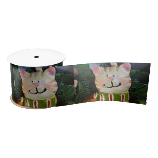 Ornament met kerstkatten lint (Spoel)