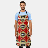 Ornament met kleurrijk geometrisch patroon, zijder schort (Gedragen)
