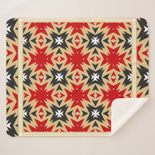 Ornament met kleurrijk geometrisch patroon, zijder sherpa deken (Voorkant (horizontaal))