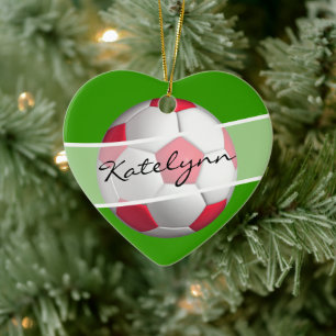 Ornament met rode en groene Voetballen kerstbomen
