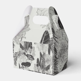 Ornament met tropische bloemen en palmen. bedankdoosjes