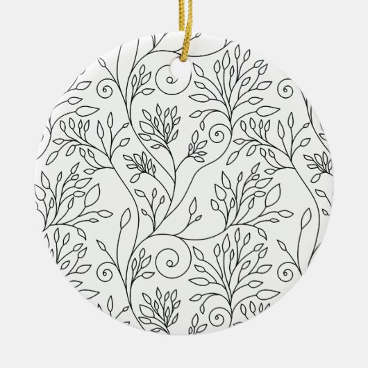 Ornament met zwarte en witte florale oplossing (Voorkant)