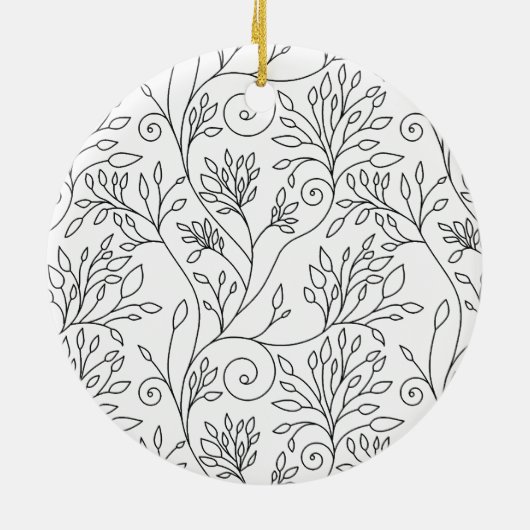 Ornament met zwarte en witte florale oplossing (Achterkant)
