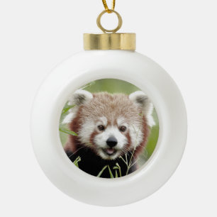 Ornament. Nee, rode panda. Pandrux. Keramische Bal Ornament