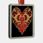 Ornament op het Rode Filigree Heart Square (Rechts)