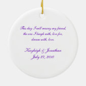 Ornament Paarse Heart Black Swirls Wedding Keepsak (Achterkant)