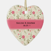 Ornament Pink and Cream Floral Wedding Keepslag (Rechts)