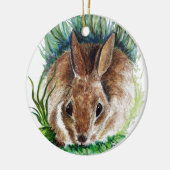 Ornament Rabbit Hiding in Grass, Waterverf Potlood (Links)