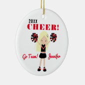 Ornament Red & Black Cute Blonde Cheerleader (Rechts)