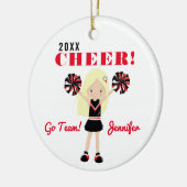 Ornament Red & Black Cute Blonde Cheerleader (Links)