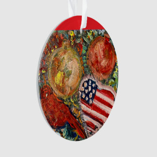 Ornament Rode Vogel, Amerikaanse Vlag Hart- ARTall