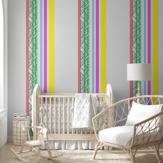 ornament strips kleurrijk behang