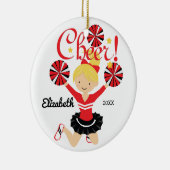 Ornament van Black & Red Cheer Blonde Cheerleader (Rechts)