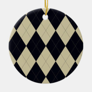 Ornament van Cream en Black Argyle