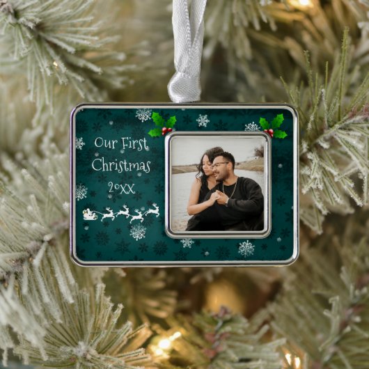 Ornament van de blauwgroen kerstman, Slaap- en ren (Boom)