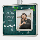 Ornament van de blauwgroen kerstman, Slaap- en ren (Links)