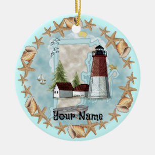 Ornament van de douanenaam Rhode Island Shell Ligh
