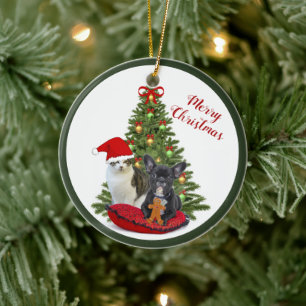 Ornament van de Franse Bulldog en de kerstboom
