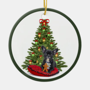 Ornament van de Franse Bulldog en de kerstboom