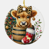 Ornament van de Koe van Christmas Highland (Achterkant)