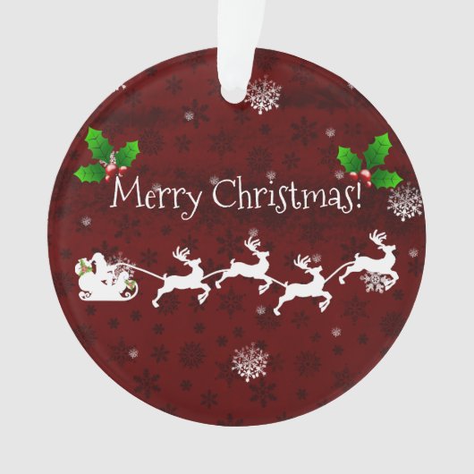 Ornament van de rode kerstman, van de slee en van  (voorkant)