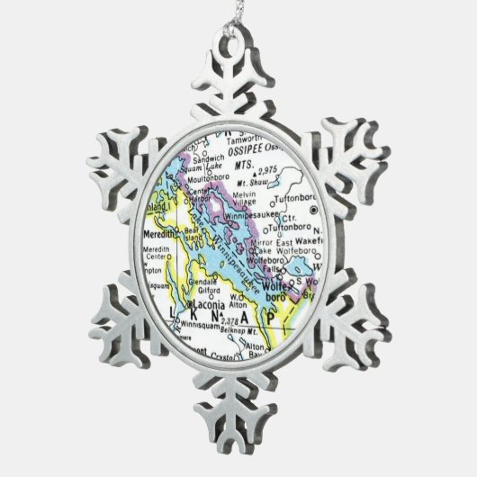 Ornament van het meer Winnipesaukee Map Snowflake (Rechts)
