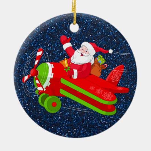Ornament van het Santa Flying Airplane (Achterkant)