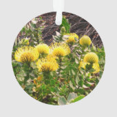 Ornament van het speldenkussen gele vogel #1 (achterkant)