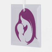 Ornament van paars van moeder en kind (Voorkant links)