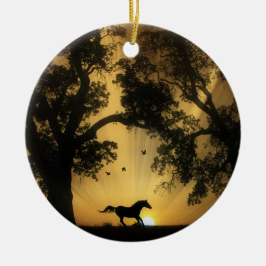 Ornament van prachtige paarden en eikenbomen (Voorkant)