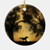 Ornament van prachtige paarden en eikenbomen (Achterkant)