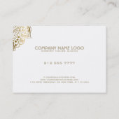 Ornament van witte en goudbloemen visitekaartje (Achterkant)
