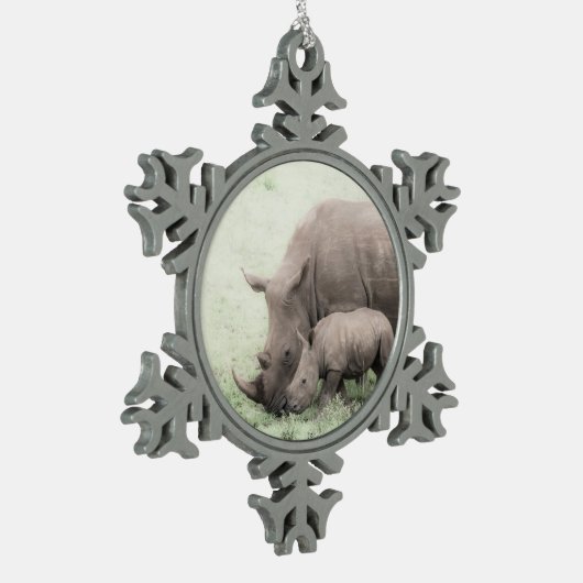 Ornament van witte rhino en Baby Snowflake (Links)