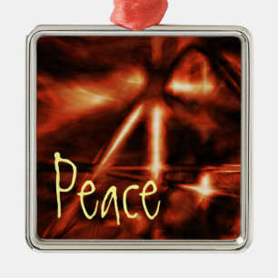 Ornament, Vrede, Elektrisch Oranje Rood Metalen Ornament