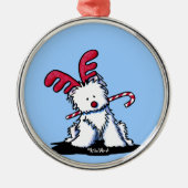 Ornament Westie Reindeer Round (Voorkant)