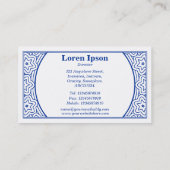 Ornamental 01 - Navy Blue op White Visitekaartje (Achterkant)